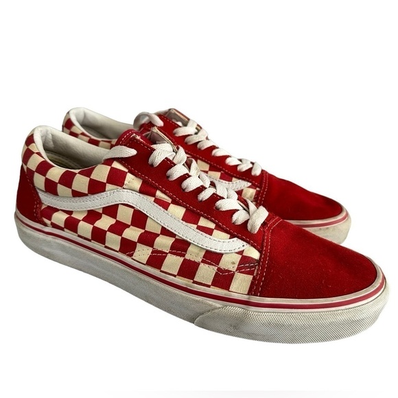 Vans Unisex Old Skool Classic Skate Shoes  Primary Check Racing Red Whit… - Picture 1 of 10